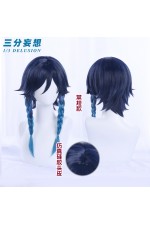 1/3 Delusion Genshin Impact Wendy Venti Dark Blue Cosplay Wig